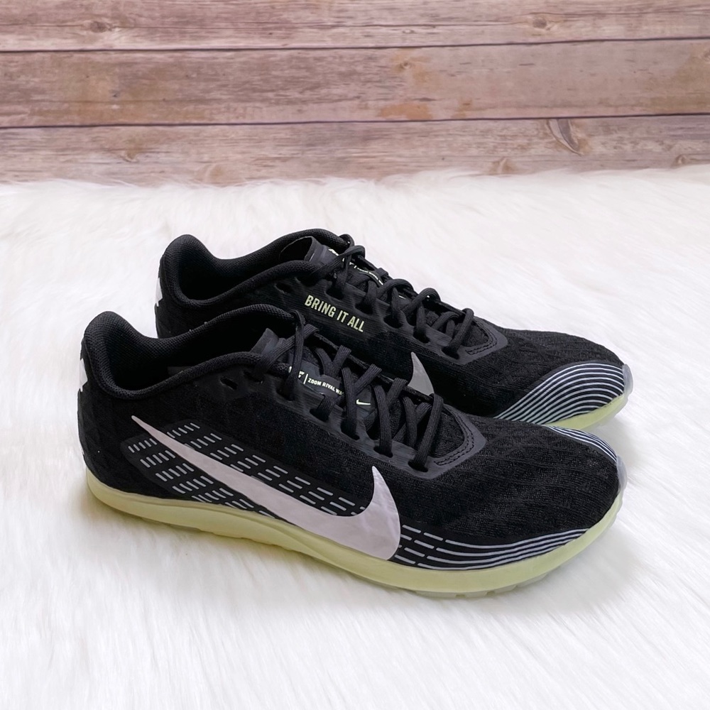 Nike Women's Black Sneakers with Light Green Sole and White Swoosh